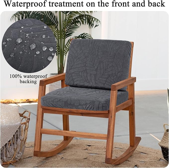 HEBE Stretch Patio Cushion Covers Set 8pcs,Waterproof Outdoor Couch Covers Replacement,Washable Reusable Seat Cushion Slipcovers for Patio Furniture Protector,Chair Cushion Cover