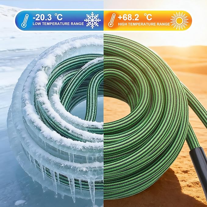 Garden Hose 50 FT-Triple-layer pipe, Heavy Duty Water Hose with solid Aluminum Fittings, Ultra-Lightweight and Flexible, Abrasion-Resistant, Rust-Resistant,Watering and Cleaning for Outdoor