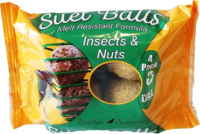 Suet Ball Feeder and Suet Ball Variety Combo Pack | Geo Pyramid Feeder with 16 Suet Balls