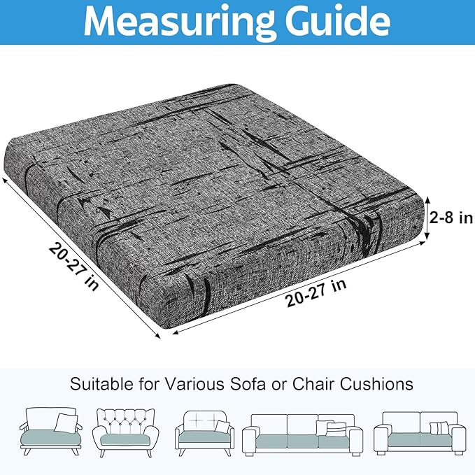pickyNproud 8Pcs Patio Cushion Covers Stretch Outdoor Couch Cushions Slipcovers Replacement Washable Furniture Protector with Elastic Bottom Sofa Chair Seat Cover, Dark Grey