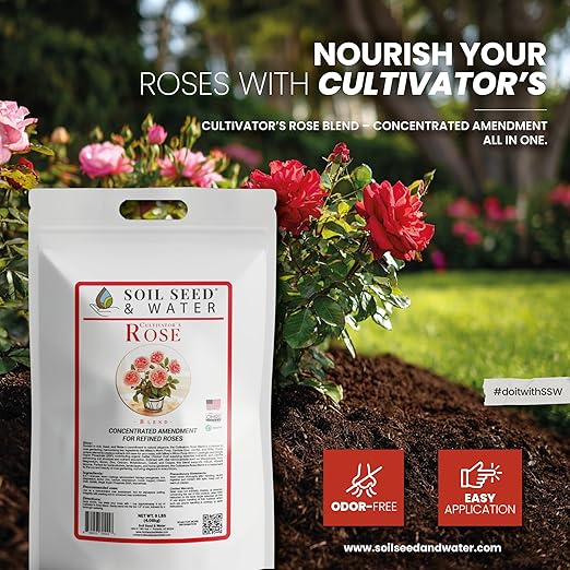 Soil Seed & Water Cultivator’s Rose Blend – Organic Fertilizer & Soil Amendment for Roses & Flowering Shrubs - OMRI Listed Organic Fertilizer (9 lbs)