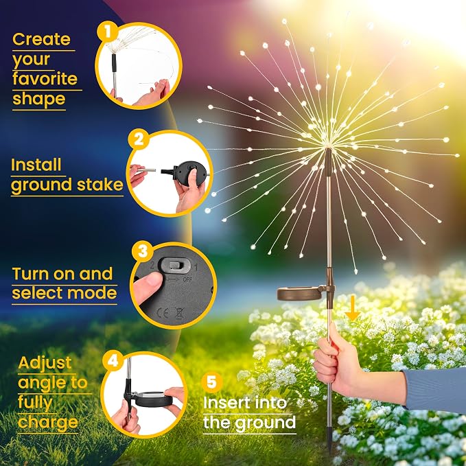 GIGALUMI Garden Outdoor Decor Lights 120LED 4Pack, Solar Garden Lights for Yard Outside Fairy Decorative,Solar Powered for Yard Pathway Flowerbed Planter Balcony Patio Decor（Multicolor）