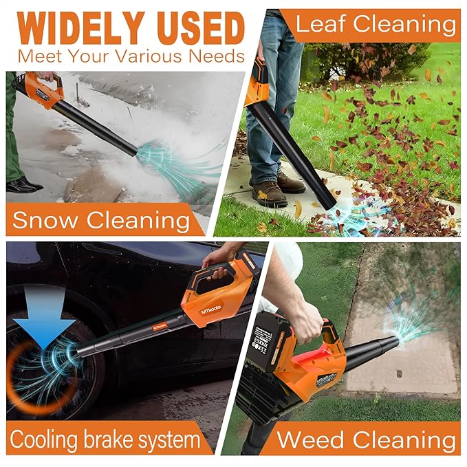 2026 Upgrade Leaf Blower, Leaf Blower Cordless with 2 * 2.6AH Batteries and Fast Charger, 450CFM &150MPH and 2 Speed Mode, Lightweight Electric Leaf Blowers for Lawn, Yard, Leaves, Dust Care (Orange)