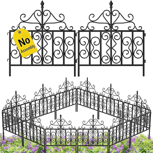 AMAGABELI GARDEN & HOME 5 Panels 32in(H)×10ft(L) 0.4 Inch Wire Diameter Decorative Garden Fences and Borders for Dogs No Dig Metal Garden Edging Border Animal Barrier Fencing for Flower Bed Yard Patio