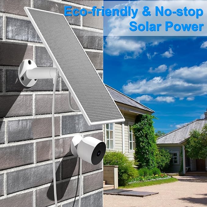 Solar Panel for Google Nest Camera Outdoor or Indoor(Battery Version), 5V 5W Solar Power Charger with 13Ft Cable- Special Made for Google Nest Cam