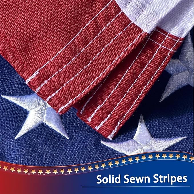 American Flag for Outside 2.5x4 FT, Deluxe Heavy Duty Spun Polyster, TearProof and Waterproof Super Tough Series, All Weather High Wind USA US Flag with Embroidered Stars, Sewn Stripes, Brass Grommets