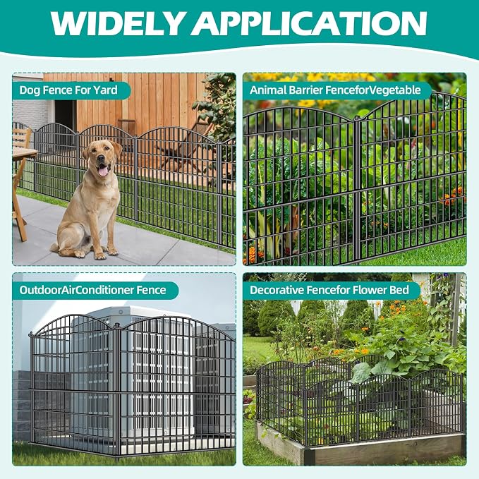ULIOK 15 Panels Decorative Garden Fence, 32 in(H) X 37.9ft(L) No Dig Fence Panels Animal Barrier for Patio, Animal Ground Stakes Fencing for Garden, Rabbit Dog Temporary Fence for Outdoor Yard