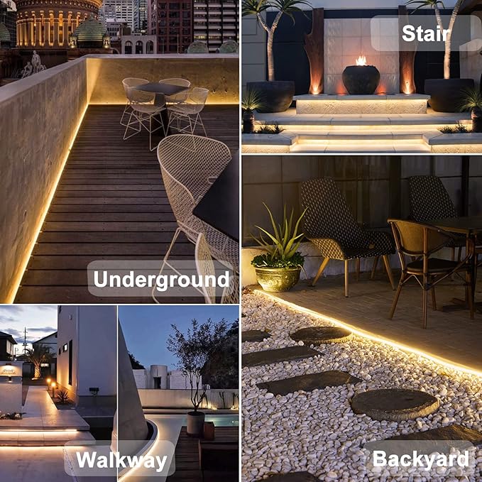 Solar Powered Strip Lights Outdoor Waterproof, 16.4Ft 320 LED Strip Lights with Remote, Timer, 8 Modes, Cuttable, Strip Lights for Cabinet Stair Patio Walkway Decor (Warm White)