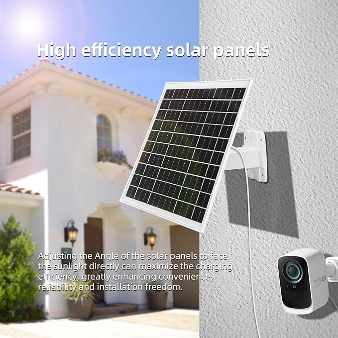 4 Pack 7W Camera Solar Panel Charger Compatible with eufyCam 3/S330, 3C/S300, S350/C220/C210, eufy SoloCam S220/S340/C210 Camera Solar Charger with 9.3FT Type-C Charging Cable Cord & Micro USB Port