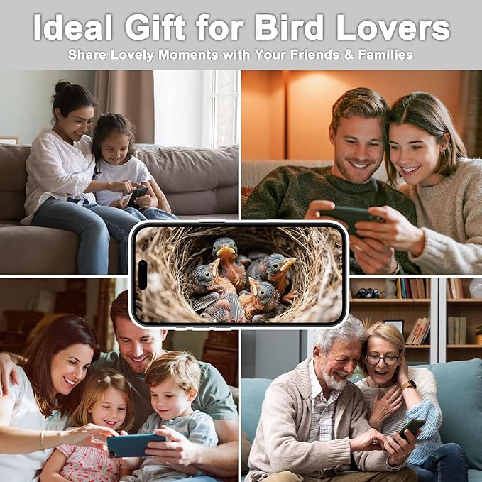 Solar Bird House with Camera - 2K HD Wooden Smart Birdnest Watch Birds Nesting & Hatching in Real Time, 2.4G WiFi with Camera Inside AI Identify Bird Behavior, Ideal Gift for Bird Lovers