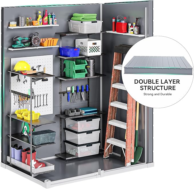 DWVO 5x3 FT Outdoor Storage Shed with Reinforced Floor, All-Weather Resin Storage Shed with Window & Lockable Door, Waterproof Plastic Tool Storage for Garden Patio