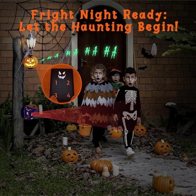 eMACROS 1/2 Mile Range Solar Driveway Alarm (Halloween Limited Edition), Halloween Decorations Motion Detector– Rechargeable Base Station with Spooky Halloween Music, Idea Gifts for Homeowners