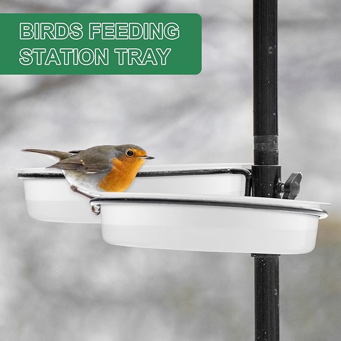 Geetery 6 Pcs Plastic Bird Feeders Water Bowls Round Birdbath Water Dish Feeding Station Bath Tray Wild Bird Seed Feeder, Tray Only