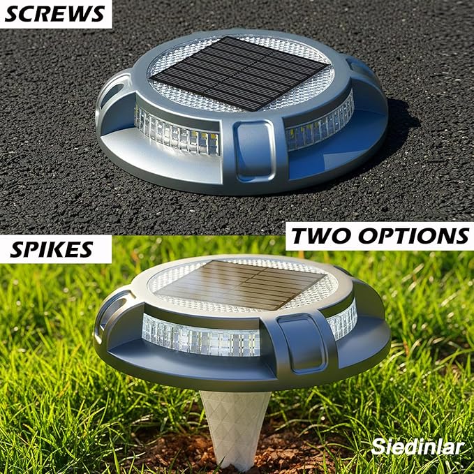 SIEDiNLAR Solar Driveway Lights Outdoor 4 Modes 40 LEDs Deck Driveway Markers Marine Dock Light Waterproof for Ground Walkway Pathway Step Garden Yard, Blue/White Dynamic Lighting (12 Pack)