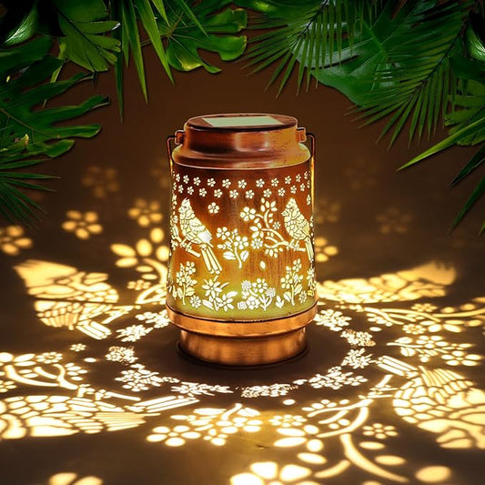 Cardinal Gifts for Woman Mom Cardinal Solar Lanterns Outdoor Waterproof - Metal Hanging Garden Decor with Red Bird, Memorial Sympathy Gift for Grandma, LED Yard Art for Patio Porch Pathway
