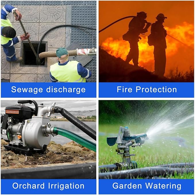 2 inches x 25 FT Heavy-Duty PVC Swimming Pool Backwash Hose 25 feet, Reinforced Discharge Hose with Clamp for Swimming Pools, Black