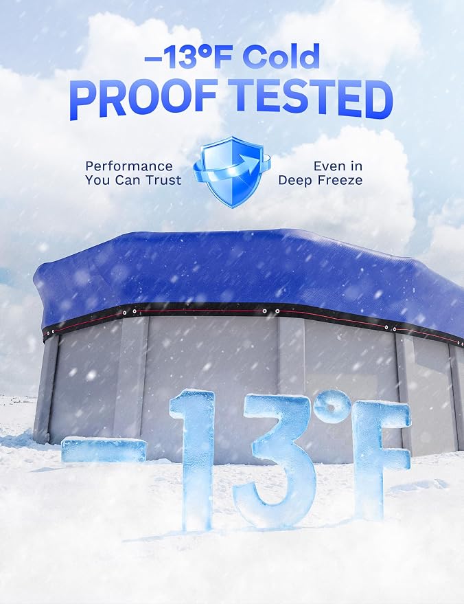 POOLHACKER 18x33 FT Oval Pool Cover – 420D Extra Thick Winter Pool Cover for Above Ground Pools, 4 Ft Overlap with Pulley & Cable