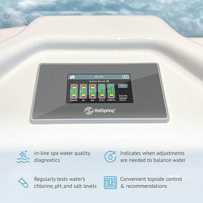 FreshWater Smart Monitoring Sensor - Smart Water Monitor for Spas & Hot Tubs - Smart Monitoring Sensor for Salt Systems - Sensor with Hourly Water Testing to Help Maintain Clean, Natural-Feeling Water