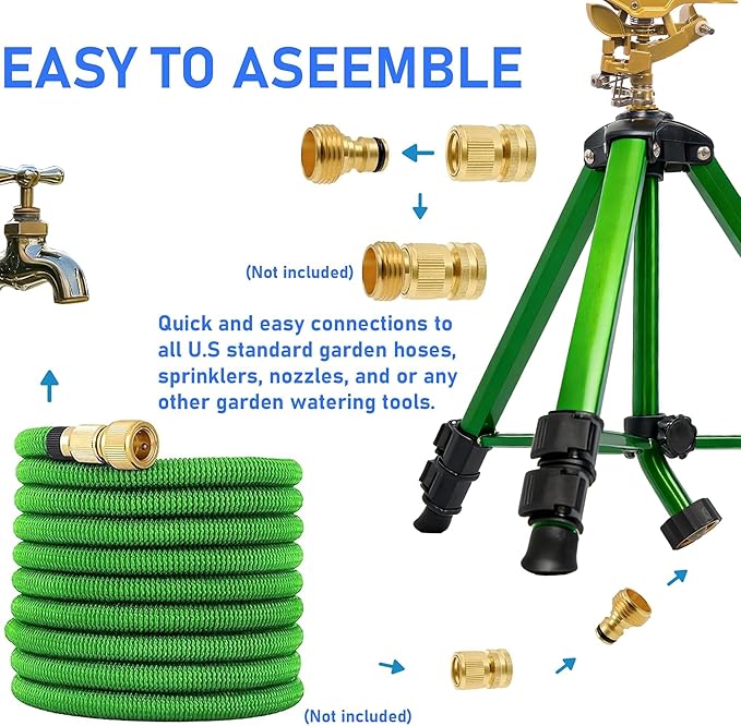Hourleey 2 Pack Impact Sprinkler on Tripod, Rotating Water Sprinklers for Yard Lawn and Garden, Heavy Duty 360 Degree Irrigation Sprinkler with Zinc Head and 3/4" Connector for Outdoor