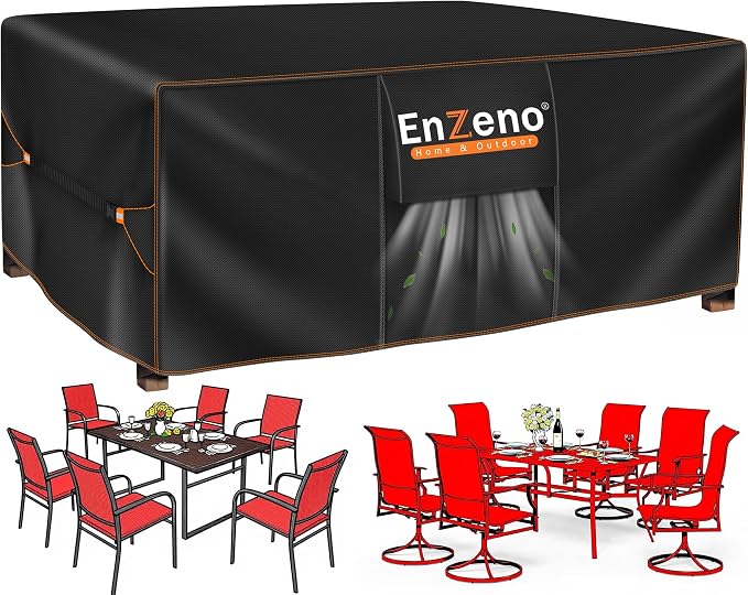 Enzeno Patio Furniture Set Cover Waterproof, Outdoor Dining Coffee Table Chair Covers Rectangular, Heavy Duty Outside Weatherproof Sectional Set Covers for Protection 60" L x 30" W x 28" H