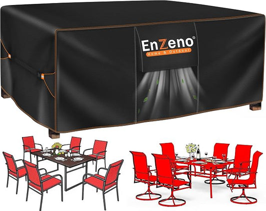 Enzeno Patio Furniture Set Cover Waterproof, Outdoor Dining Coffee Table Chair Covers Rectangular, Heavy Duty Outside Weatherproof Sectional Set Covers for Protection 60" L x 30" W x 28" H