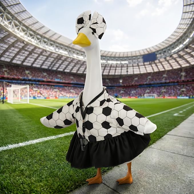 2 Set Porch Goose Outfits Football Referee & Patriotic Goose Clothes Fit 23" Plastic/Cement/Concrete Geese Statues, the World Cup & Independence Day Garden, Patio, Yard & Lawn Decor