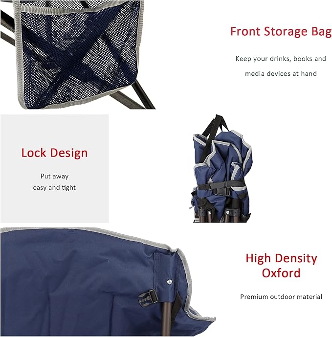 SUNNYFEEL Oversized Camping Chair Heavy Duty Folding Moon Chair Large Sofa Chair for Adults 500 LBS Portable Camp Lawn Chair with Storage Bag for Beach, Trip, Lawn, Outdoor Camp for Adults & Carry Bag