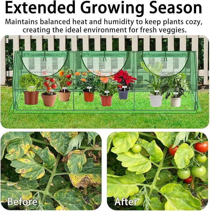 108"×36"×36" Green Houses for Outside, Portable Mini Greenhouse with Mesh Vents, Weatherproof PE Plant Shelter for Patio Gardening