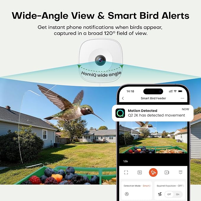 Smart Bird Feeder with Window Camera, 2K HD Camera for Window Viewing, AI BirdSpecies Recognition & Instant Alerts, Sturdy Acrylic Outdoor, Alexa Compatible, Gift for Bird Lovers