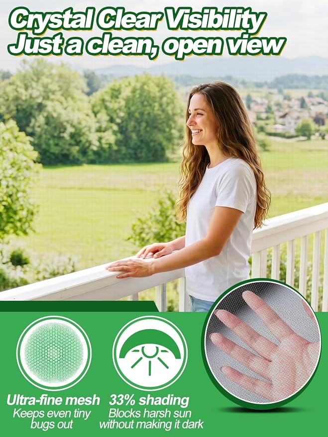 ANPHSIN Strong PP Nanocomposite Mosquito Net Garden Netting - 10 x 33ft Clear View Bird Insect Pest Mesh Barrier Screen for Patio, Balcony, Porch, Outdoor Raised Beds Protection (Black)