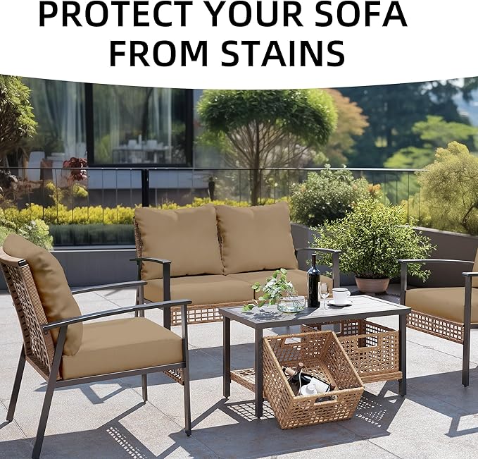 Outdoor Cushion Covers Set,8PCS Patio Furniture Couch Seat Slipcovers, Replacement for Sofa Sectional Chair(Cover，Only)