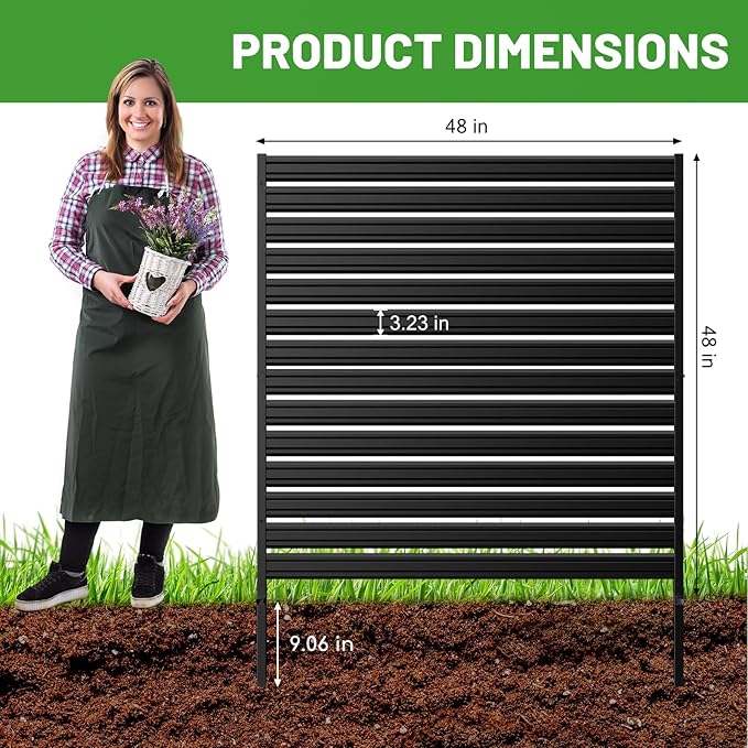 2 Panels No-Dig Metal Privacy Fence Screen, 48" H × 48" W Outdoor Air Conditioner Fence, Rustproof AC Unit Cover to Hide Trash Bins, Pool Equipment Enclosure, Decorative Garden, Patio & Backyard