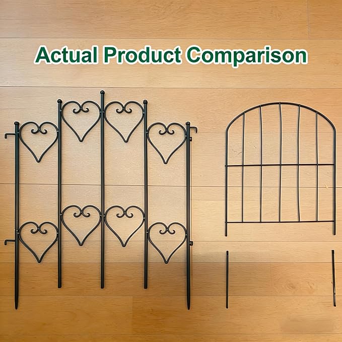 AMAGABELI GARDEN & HOME 5 Panels 27in(H)×9ft(L) Decorative Garden Fences and Borders for Dogs No Dig Rustproof Metal Fence Panels Garden Edging Animal Barrier Fencing for Flower Bed Yard Patio