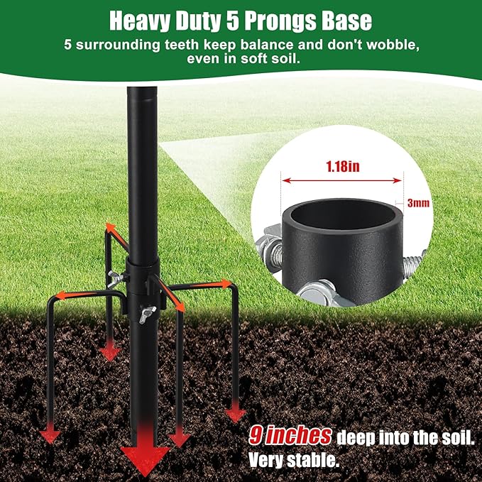 Heavy Duty Bird House Pole 75 inch Adjustable, Outdoor Birdhouse Stand with 5-Pronged Stakes, Universal Mount for Smart Bird Feeder Compatible with Bird Buddy Birdfy Bluebird House (Without Feeder)