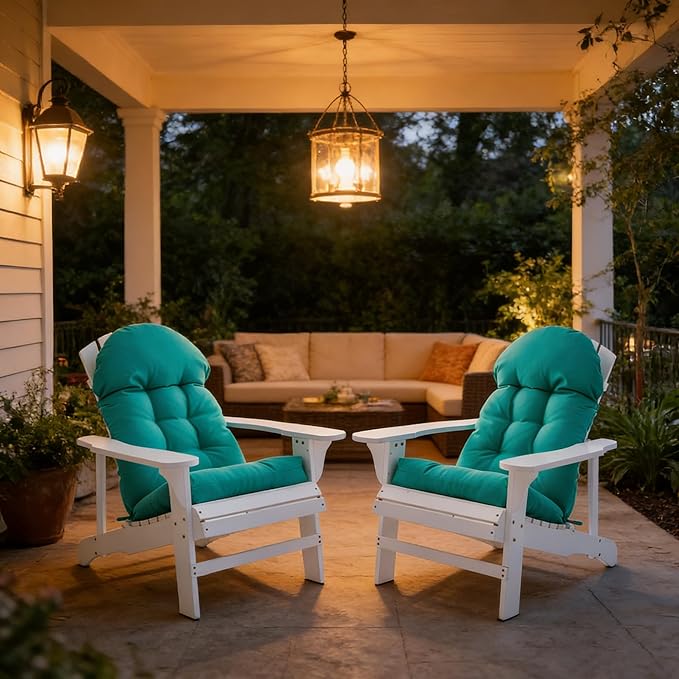 Enipate Weather Resistant Adirondack Chair Cushions High Back Indoor Outdoor Patio Tufted Lounge Cushion Seat Pads
