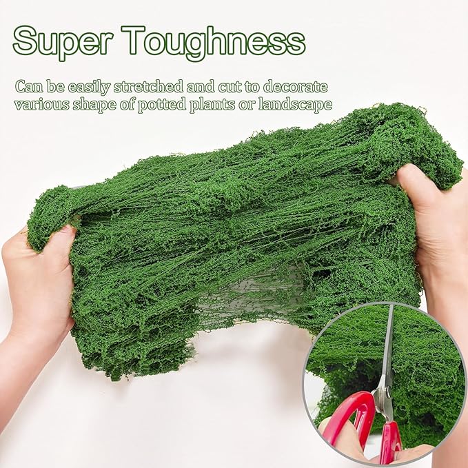 Fake Moss for Potted Plants,Green Moss for Crafts Artificial Floral Moss for Planters Green Moss Decor for DIY Table Centerpieces Faux Moss Filler for Indoor Outdoor Fairy Gardening Decor