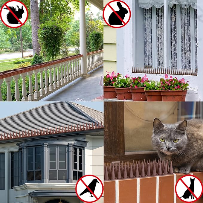 Bird Spikes, 30 Pack Bird Deterrent for Outside, Pigeon Spikes to Keep Raccoon Squirrel Cats Woodpeckers Away, for Fence Garden Roof Yard(28Feet)