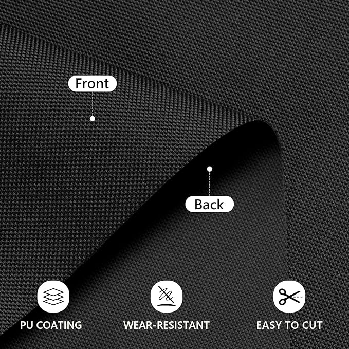 Waterproof Canvas Fabric by The Yard 58inch 600D Upholstery Material Polyester Fabric Outdoor Water Resistant Fabric for Sewing Chair Patio Cushion Purse Bag Interior, Pre Cut 5 Yard Black