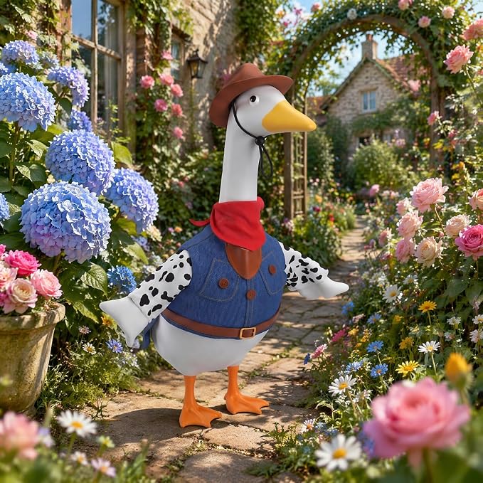 Cowboy Porch Goose Outfits Clothes for Party Decor, 4th of July Decorations, 250 Anniversary USA Merchandise Lawn 23 inch Porch Goose Costume Clothing for Patio Yard