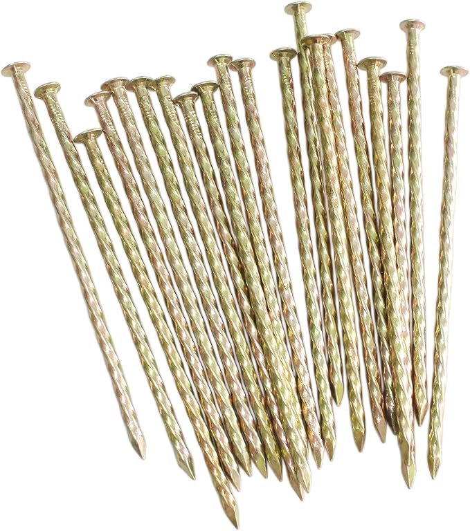 50/100/150 Pack - 6" Garden Stakes Solid Golden Galvanized Non-Rust Metal Stakes Spiral Landscape Edging Anchors for Paver Edging, House Construction (100)