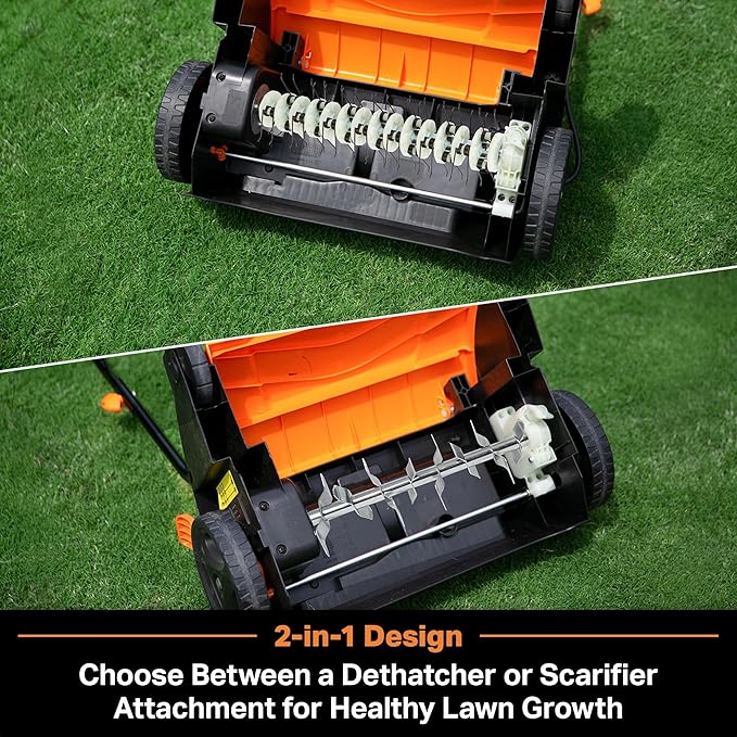 LawnMaster 13" Scarifier and Dethatcher Bundle with VEVOR 24.4-25.6" Compost Spreader