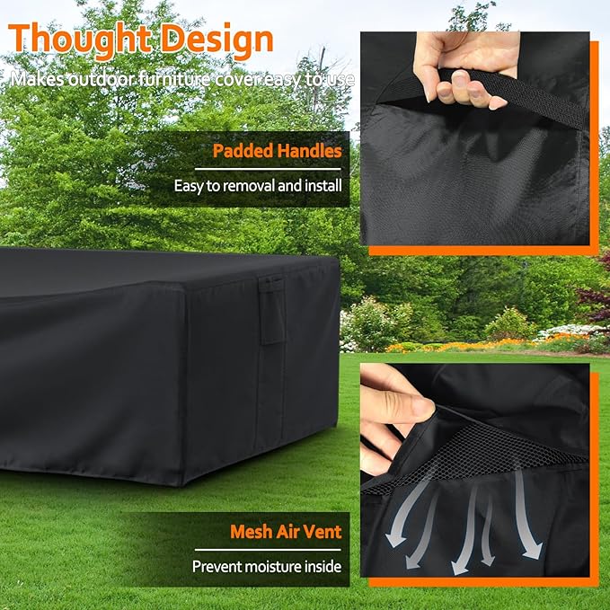 STARTWO Patio Furniture Covers Waterprpoof, Tear Resistant Rectangular Outdoor Furniture Set Cover for Table Chairs and Sectional Sofa, 111"L x 74"W x 28"H