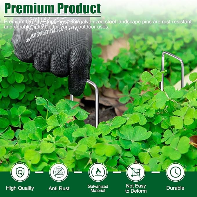 12 Inch Galvanized Landscape Staples Stakes, 25/50/100/200pcs Garden Metal Stakes for Weed Barrier Fabric, Fence Stakes, Tent Stakes, Christmas Decorations (200pcs)