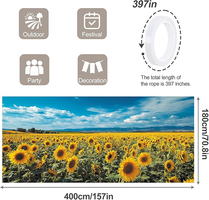 6 * 13FT Sunflower Garage Door Cover Decorations Flower Garage Door Banner for Outdoor Indoor Summer Party Photography Backdrop