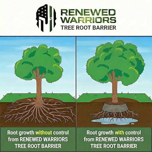 Tree Root Barrier Roll, HDPE Plastic Root Barrier Shield for Trees Aspens Invasive Roots, Puncture Resistant Easy Install Landscape Barrier for Yard Garden 48inx15Ft - 62.5mil