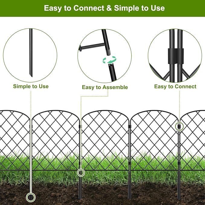 Decorative Garden Fence 19 Pack Garden Fencing Border 20ft(L) x 24in(H) Animal Barrier Fence Panels Rustproof Metal Wire Temporary Fence for Dog Yard Patio Outside, Arched