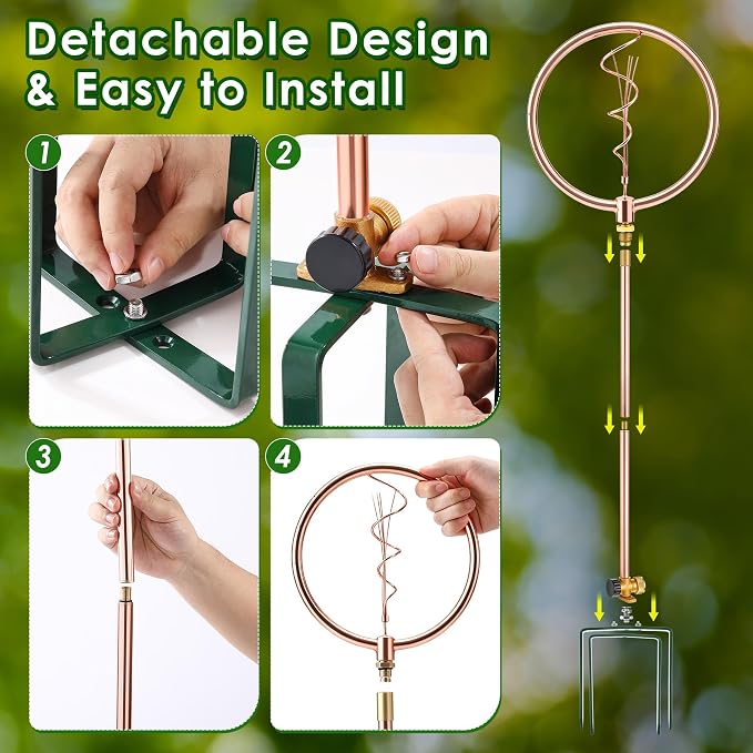 34" H Copper Coated Stainless Steel Ornamental Sprinkler, Corrosion Resistant Garden Rotating Sprinkler 360 Degree Shape Decorative for Lawn Garden Landscape(Wave Spiral)