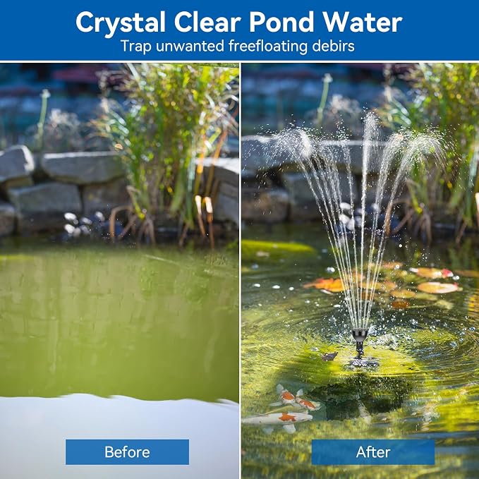 Antfraer 70W Solar Pond Pump with Filter Kit, 27FT Cord Foldable Monocrystalline Solar Panel, 3-Stage Pond Filter for Outdoor Ponds, Koi Ponds, Waterfalls & DIY Water Features