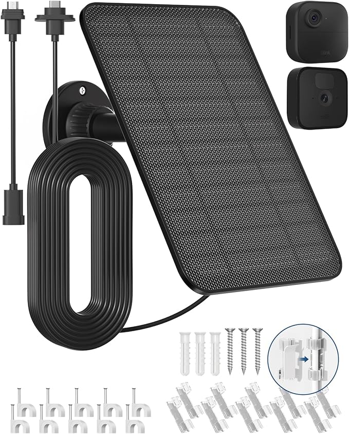 Solar Panel for Blink Outdoor 4(4th Gen)/Blink Outdoor(3rd Gen) XT3 and Blink XT2/XT Camera/Blink Outdoor Camera,Solar Charger with 13.12Ft Outdoor Power Cable, Adjustable Mount, IP65 Waterproof