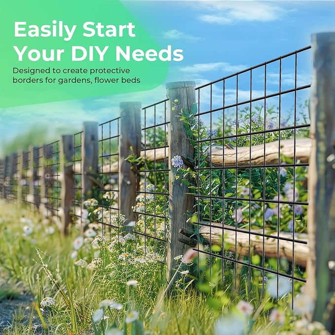 16GA Black PVC Coated Welded Wire Fencing 48 Inch x 50 Foot, 2 Inch x 3 Inch, Garden Border Fencing Roll Vinyl Coating Metal Wire Mesh for Yard Vegetable Plant Protection Poultry Netting